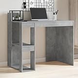 Gecheer Schreibtisch Computertisch Arbeitstisch Bürotisch PC Tisch Büro Laptoptisch Büromöbel Wandtisch Flurtisch Betongrau 103,5x56,5x94 cm Holzwerkstoff