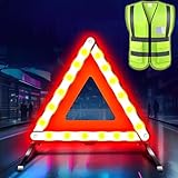 WTZWYFWJ 2in1 Warndreieck kfz Warnwesten Set,Sicherheitsdreieck und Sicherheitsweste,360 Grad Reflektierend Warndreieck,KFZ Warnweste,Notfalldreieck Faltbar fürs Auto,Bus,PKW,LKW 2 im 1-Set