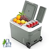 Alpicool Tragbarer elektrischer Kühlschrank, 38 l, doppelte Kühlzone, tragbar, für Auto, 12 V / 24 V DC 100 ~ 240 Volt AC Kühlschrank Auto -20 ℃ ~ 20 ℃, Mini-Kühlschrank für Camping LKW Boot Reisen