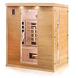 Dewello Infrarotkabine Pierson 160x105 DUAL-Therm für 2-3 Personen aus Hemlock Holz mit Vollspektrumstrahler