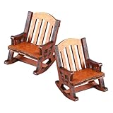 NOLITOY 2 Stück Miniatur Holz Schaukelstuhl Handgefertigt Puppenhaus Möbel Zubehör Dekoratives Modell Für Puppenstuben Wohnzimmer Schreibtisch Regal