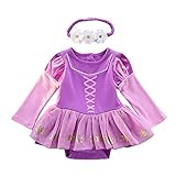 Lito Angels Prinzessin Rapunzel Kleid mit Stirnband für Baby Mädchen, Body Strampler Kostüm Verkleidung, Größe 18-24 Monate, Langarm