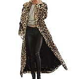 Plüschmantel Damen Lang Winter Warme Faux Langarm Revers Pelzmantel Fellkragen Leopard Warme Lose Kunstpelz Mantel Parka Overcoat Dicke Kunstfell Innenfutter Luxury Flaumig Flowy Sale Angebote