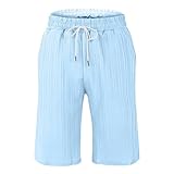 Wassersport Kurze Hose Herren Kurz Leinen Baumwollenhose mit Tunnelzug Große Größen Strandhose Atmungsaktive Schwimmshorts Einfarbige Baggyshorts Modische Bermudahose Elastische Freizeithose