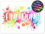 12x Splash EINLADUNGSKARTEN KINDERGEBURTSTAG Mädchen Junge - die bunten PARTY Karten sind die Aquarell EINLADUNG Kinder Jungen GEBURTSTAG Regenbogen PARTYEINLADUNG GEBURTSTAGSPARTY Jugendweihe Taufe