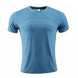 BERCIELY Kurzarm Herren Hoch Stretch Schnelltrocknend Muskelshirt Gym Jogging Sport Kompressionsshirt Fitness Schwitzen Atmungsaktiv Trainingsshirt H-Blue 4XL