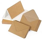 Mocraft 60 Stk. Klappkarten Blanko mit Umschlag 107 x 152 mm Briefumschläge ohne Fenster mit 120 Doppelkarten Kraftpapier für Grüße Hochzeit Einladung - Natur Braun