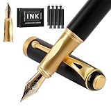 Füllfederhalter Enthält zwei Federn 8 Tintenpatronen schönschreibfüller Kalligraphie füller feine Feder Luxus Füllfederhalter Set ideal für Damen und Herren professionell Büro Journaling (Gold)