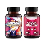 Saint Nutrition® Kollagen + Cholin Bitartrat - Hyaluron Kapseln hochdosiert 1000 mg Tagesdosis mit Vitamin C, MSM, Zink & Biotin - Abnehmen & Stoffwechsel - für Haut, Haare & Nägel - schnell & stark