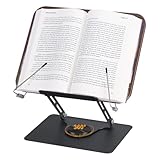 MICHIHOMIE Buchständer zum Lesen, Verstellbarer Leseständer mit mit Seitenclip, 360° Drehfuß Buchhalter für Rezept Zeitschrift Lehrbuch Tablet Laptop Kindle Tablet Küche Büro