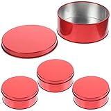 MOTHNUR 4 Stück Keksdose Süßigkeitenschachtel Blechdose zur Keksverpackung Hochzeits-Nistdose storage boxes aufbwahrungs-box Keksdosen zum Verschenken klein kleine Dosen mit Deckel rot