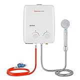 Thermomate 5L Gasdurchlauferhitzer Tankless, Sofortige Tragbarer Propan Gas-Warmwasserbereiter 10kW, 50mbar, für Camping, Boot, Wohnmobil