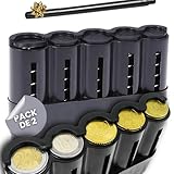DALBUR® Set mit 2 Münzhaltern + Kugelschreiber für Falschgeld, Münzsortierer, Münzhalter, Münzhalter, Taxi-Münzenhalter, Kellnerhalter, Schwarz + Münzhalter