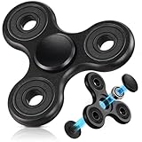 SCIONE Fidget Spinner Metall Sensory Fidget Toy, Cooler Metall Edelstahl Handspinner Angst Stress Relief Geburtstag Geschenk für Kinder Erwachsene Schwarz Lagerkappen können Demontiert werden Montiert