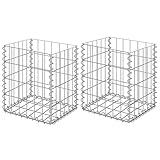 vidaXL Gabionenkörbe 2 STK. Verzinkter Stahl 30x30x40 cm, Gabionenzaun, Gabionenkäfig, Gabionenstützmauer, Gabionenwand