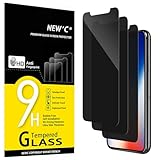 NEW'C 3 Stück, Sichtschutz Panzer Schutz Glas für iPhone 11 Pro, iPhone X, iPhone XS (5,8 Zoll), Ausgewogener 35-Grad-schutzwinkel mit Augenschutz, Ultra-Haltbare 9H Härte, Blasenfrei
