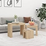 IBUQDDV Beistelltisch Sofatisch Couchtische Coffee Table Satztische 3-TLG. Sonoma-Eiche Holzwerkstoff für Wohnzimmer Home Office