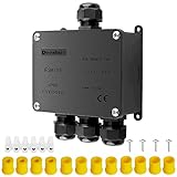 Elezenioc Abzweigdose Wasserdicht IP68, 4 Wege Verteilerdose Außen Wasserdicht, Kabelverbinder Aussen, Elektrischer Außenverteilerdose, Erdkabel Klemmdose, 4mm-12mm(4 Wege)