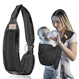 GBKDQQ Babytrage Seitlich: 1 Atmungsaktives Babytragetuch, Ergonomisches Design Mit Schultergurt, Für Tägliche Nutzung (Schwarz)