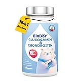EinBär Glucosamin Chondroitin 16 in 1 Komplex 1500mg pro Tagesdosis - Mit MSM,Kurkuma, Vitamin C/D3/K2 + Zink & Kollagen Unterstützung für Gelenke, Knorpel & Bindegewebe in Deutschland produziert