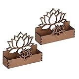 WRITWAA 2 Stück Lotusblumen Holz Visitenkartenhalter Dekorativer Schreibtisch Kartenhalter mit Symbolik Robuster Desktop Organizer für Büro und Postkarten Displays