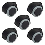 Dörner + Helmer Drehstuhl-Rollen, 5er-Set, Bürostuhl, 50mm x 54mm, 120kg (jeweils 40kg) Gesamttragfähigkeit , 11mm Rückenloch, Kunststoff
