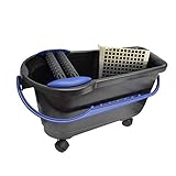 HUFA Profi-Clean Waschbox - Set mit 24l Eimer, 4 Räder, Doppelrollen (gelocht) und Bodensieb aus Metall - Waschset Fliesen Wascheimer - Fugbox für Fliesenleger