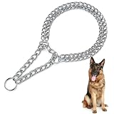 GGUFAY rostfreier Kettenwürger zum Hundetraining - Doppelreihe-Hundehalsband Hundekette aus Edelstahl - kurzgliedrig 2.5mm dick - Länge 50cm Hundehalskette mit Zugbegrenzung