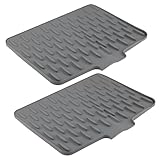 2 Stück silikon abtropfmatte，Auslaufsicherer Arbeitsplattenschutz，abtropfmatte geschirr，abtropfmatte spüle，mit Wasserumleitung und Rutschfest für Geschirr und Spüle (36x28cm) für Küche & Bad