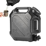 Camping-Wasserbehälter, 12 l, Wasserbehälter mit Wasserhahn, tragbarer Camp-Wasserbehälter mit Zapfhahn, Camping-Wasserbehälter, Wasserspeichertank für Outdoor, Camping, Angeln, Party, Van, Wohnmobil