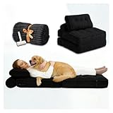 SJWJWOO Hundebett Menschengröße, 190x85x20cm, 3-in-1 faltbares mit Decke Hundebett Für Menschen für Menschen und Haustierfamilien,Black