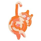 OKUMEYR Gestrickter Untersetzer mit Katze Kaffee Reisebecher Katze präsentiert Getränke Kaffeezeug Sternenbecher Tassenunterlage für den Haushalt Untersetzer in Katzenform Stricken Orange