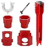 DqiUnaX Armaturenschlüssel, 14-in-1 Standhahnmutterschlüssel, Wasserhahnschlüssel Für Waschbecken, Klempner Werkzeug, Installateur Werkzeug, Hochwertiger Armaturen Schlüssel Mit Robustem Design