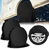 2 Stück Radabdeckung Wohnwagen, Radschutzhülle Reifenabdeckung Wohnmobil, Reifentasche Wasserdicht Schutzbezug für Wohnmobil Caravan Anhänger, 72.5 x 72.5cm Schwarz