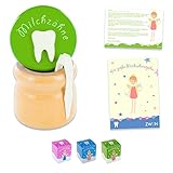 ZWEN MILCHZAHNDOSE Holz Schraubverschluss, Pinzette & Zahnfee-Brief + E-BOOK I Milchzahnbox für Mädchen & Jungen (Grün)