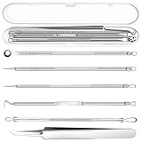 Mitesserentferner, Milien Entferner komedonenquetscher Set, Mitesser Pinzette Pickel Ausdrücken Werkzeug Blackhead Remover, Pickelentferner Pinzette Mitesserentferner Werkzeuge mit Milienmesser