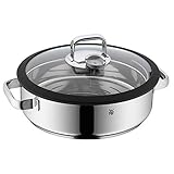 WMF Vitalis Aroma Dampfgarer 28 cm, Dampfgarer Topf, Bräter rund 5,0l, Dampfgartopf, Glasdeckel mit Silikonrand, Garthermometer, Garblech, Cromargan Edelstahl unbeschichtet, backofenfest