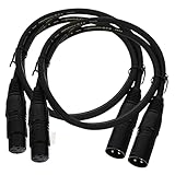 LOLIPPYY 2 Stück Xlr-mikrofonkabel Kabel Für Mikrofon Lautsprecher Geflochten 3-polige Mikrofonkabel Aufzeichnen Terminal Männlich Zu Weiblich Kabel Dual Mit Mikrofonzubehör Black Kupfer