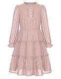 GRACE KARIN Mädchen Kleid 146 Kinder Festlich Casual Einschulung Prinzessin Party Hochzeit A-Linien Kleider 152 Rosa