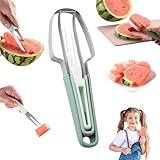 3-in-1 Obstschneider aus Edelstahl Sommer Wassermelonen Fruchtschneidegabel Doppelkopf Obstgabeln Schneidemesser mit rundem Griff Grün Wassermelonen Schneider Kitchen Gadgets Obstgabeln Schneidemesser