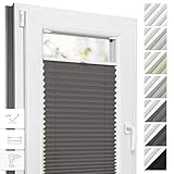 Estika Thermo Plissee mit Bohren nach maß - 6 Farben, Breite 30-129 cm, Höhe 50-149 cm - Plissee Blickdicht, Fenster rollos für innen, Rollos für Fenster, Verdunklungsplissee