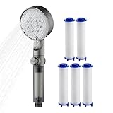 Duschkopf mit Handbrause | Regenduschkopf gefiltert 5 Modi, Silikondüsen, verstellbarer Sprüher für Zuhause, Fitnessstudio, Wohnheim, Wohnung, Wohnmobil, Outdoor