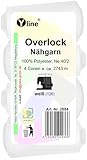 4 Stück Spulen Overlock - Nähgarn, weiß, a. 2743 m, NE 40/2, 100% Polyester, Nähfaden, Nähmaschinen Garn, (0,01 € / 10 m), 2884