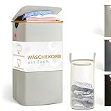 Blumtal Wäschekorb 100L - Wäschesammler mit herausnehmbaren Wäschesack - Wäschekorb schmal - laundry baskets - Pfandflaschensammelbehälter - Wäschekorb mit Deckel - Wäschekorb beige - laundry bag