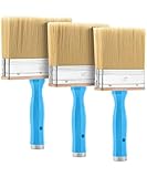 Bates- Deck-Beizpinsel-Set, 10,2 cm, 12,7 cm und 15,2 cm, Fleckenpinsel für Holz, 3 Stück, wie RASD003B325 mit weichem Griff, blauer Griff, große Malpinsel, Holzbeizenpinsel,