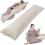 Totsy Baby Seitenschläferkissen mit Bezug Velvet 40 x 145 cm - Komfortkissen Schlafkissen Seitenschläfer Body Pillow Seitenschlafkissen Beige