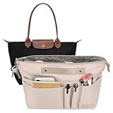 Taschen Organizer für longchamp tasche le pliage m, Taschenorganizer Polyester mit Schlüsselbund Wasserdicht, Innentasche Taschen Organizer Shopper für Tote Bag Handtasche Damen (Beige, Mittel)