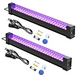 2 Stücke Rechargeable Schwarzlichtlampe UV 10W Schwarzlicht Röhre 395-400nm LED Lamp Bar mit Schalter blacklight für Weihnachten Bühnenbeleuchtung Halloween Party Kunstausstellungen