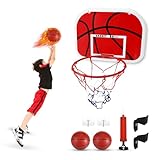 Gowkeey Mini Basketballkorb Indoor füRs Zimmer, Basketballkorb Outdoor Kinder Set mit Ballpumpe und 2 Mini Basketball, Einfache Montage und Demontage füR BüRo, Kindergeschenke, Sportspielzeug
