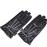 ZwaitL Vollfingerhandschuhe aus Leder, warme Winterhandschuhe mit Fleecefutter, Fahren, Reithandschuhe für Outdoor-Sport
